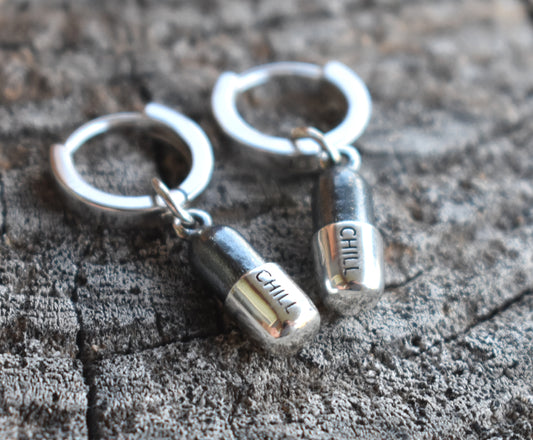 Chill Pill Earrings-Sterling Silver