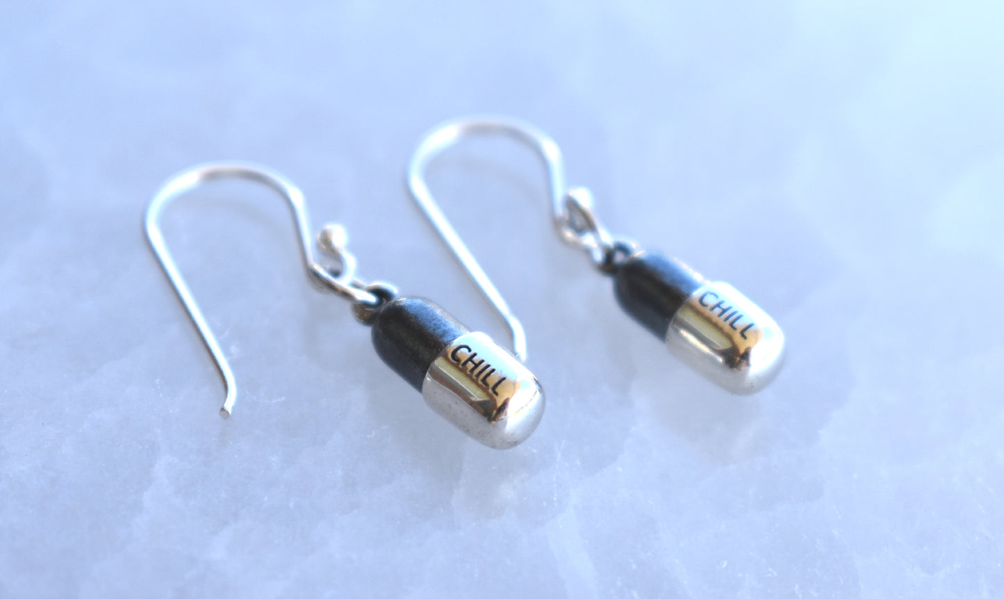 Chill Pill Earrings-Sterling Silver
