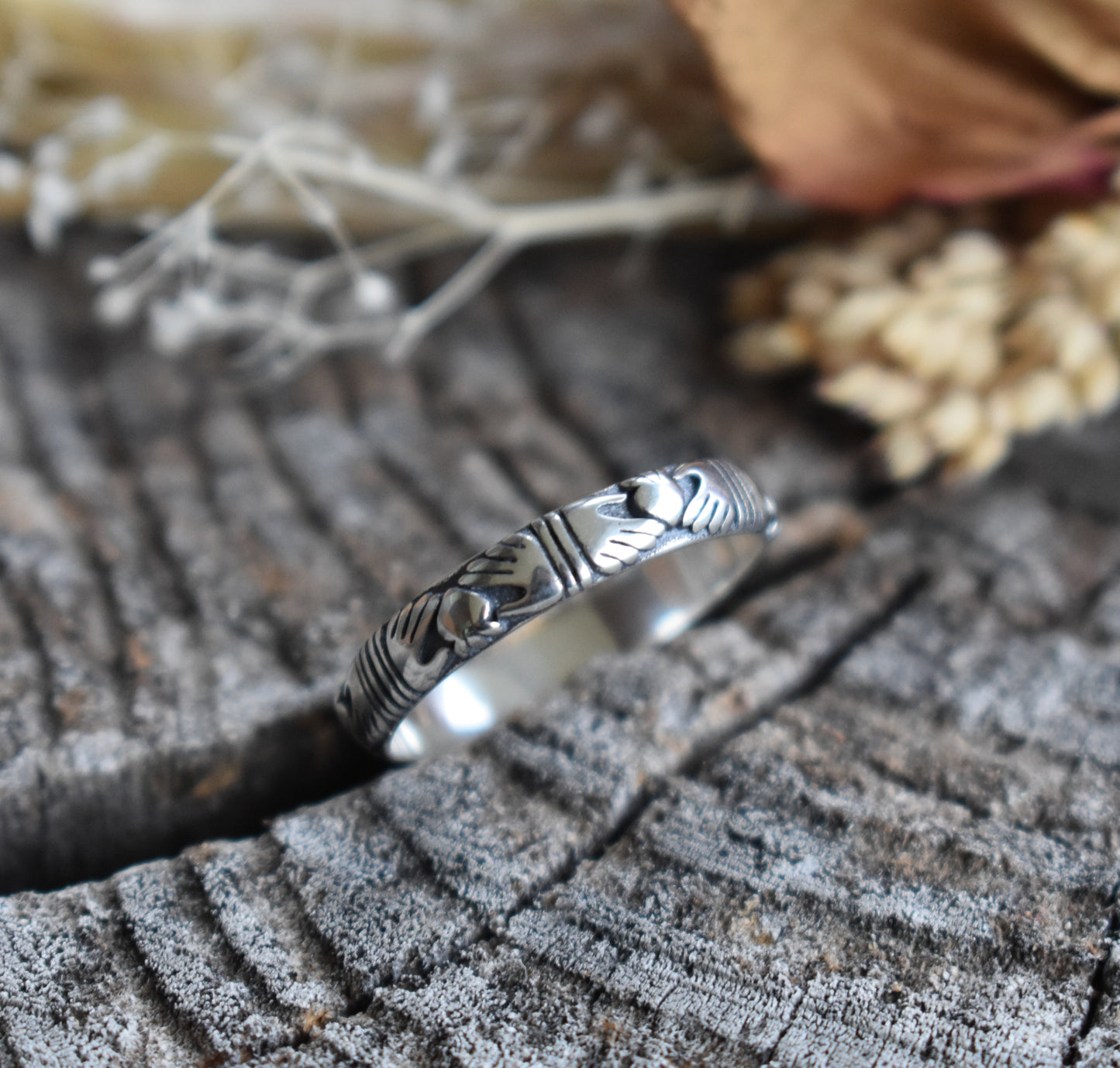 Claddagh Celtic Ring Band-Sterling Silver