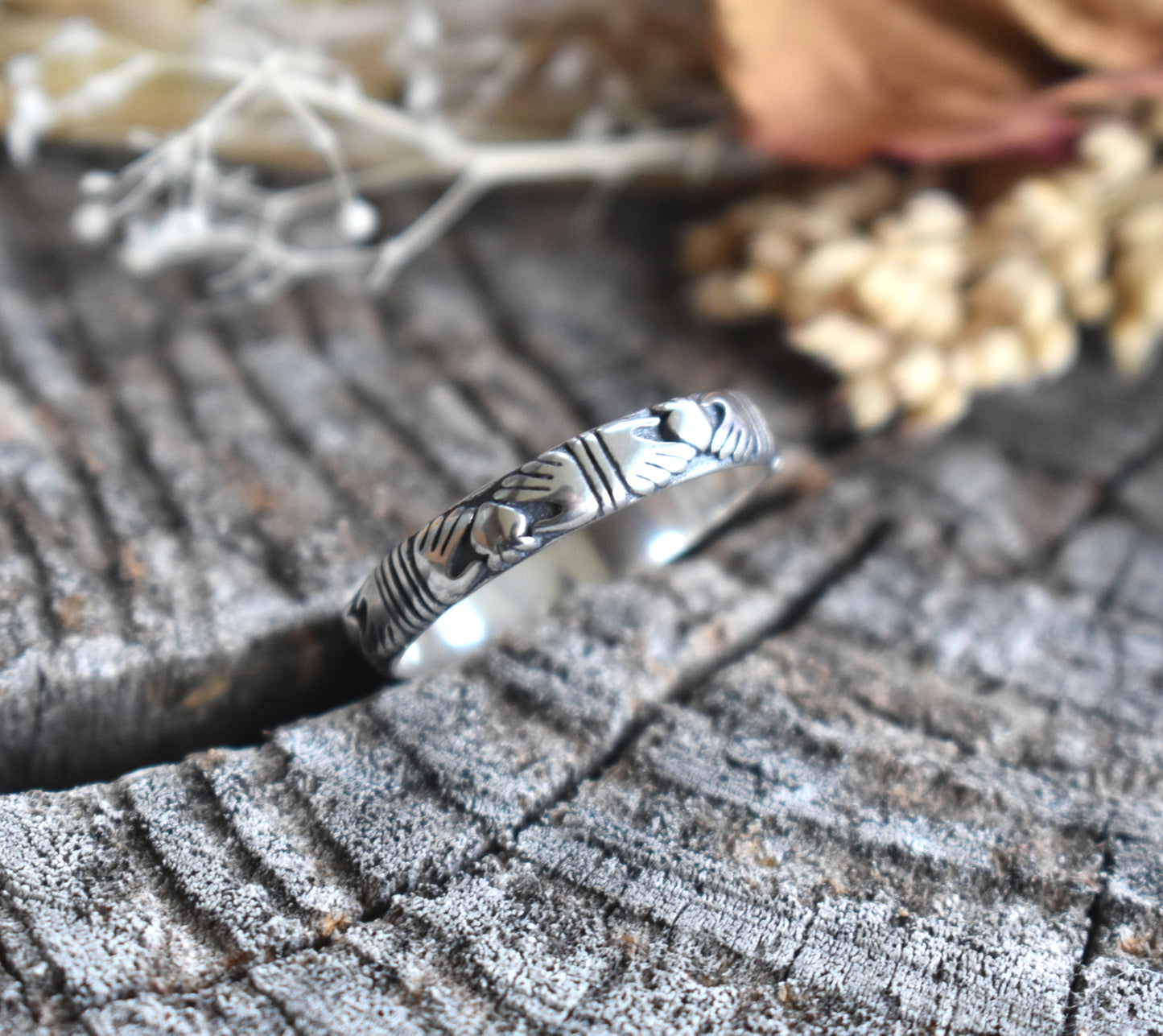 Claddagh Celtic Ring Band-Sterling Silver