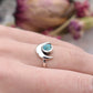Crescent Moon & Opal Ring-Sterling Silver