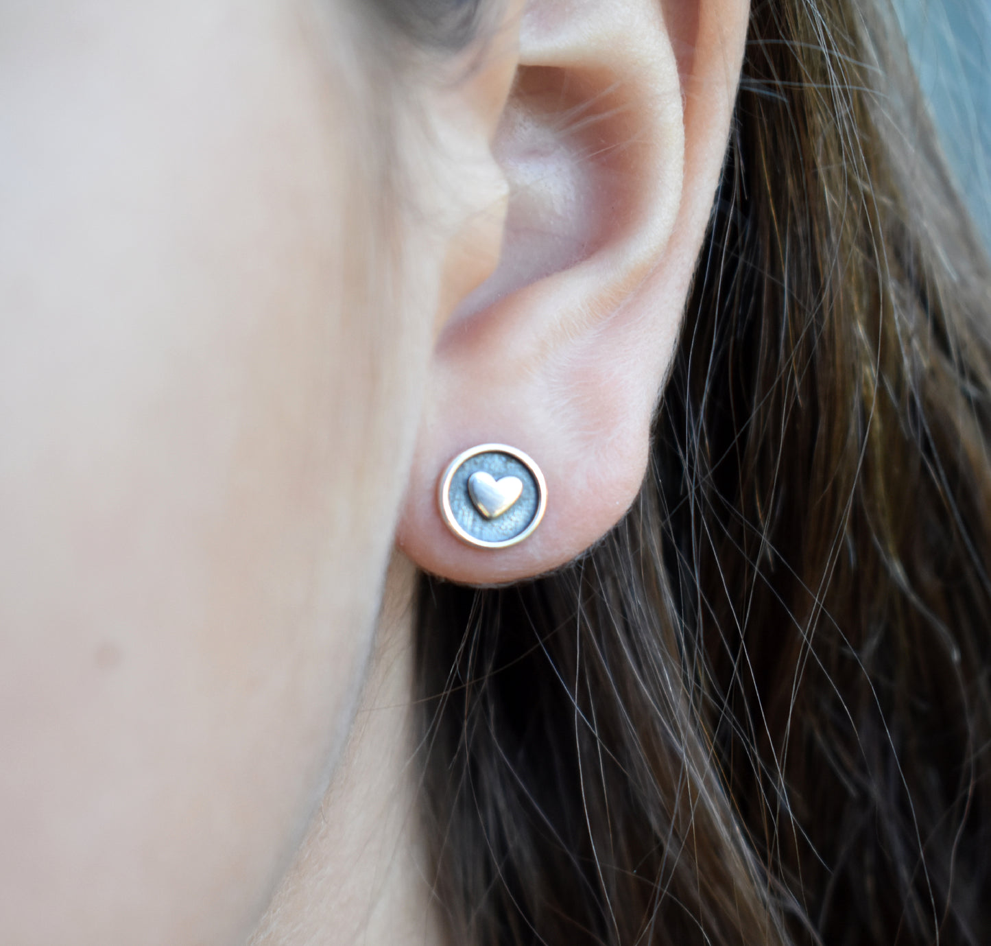 Cross & Heart Stud Earrings-Sterling Silver