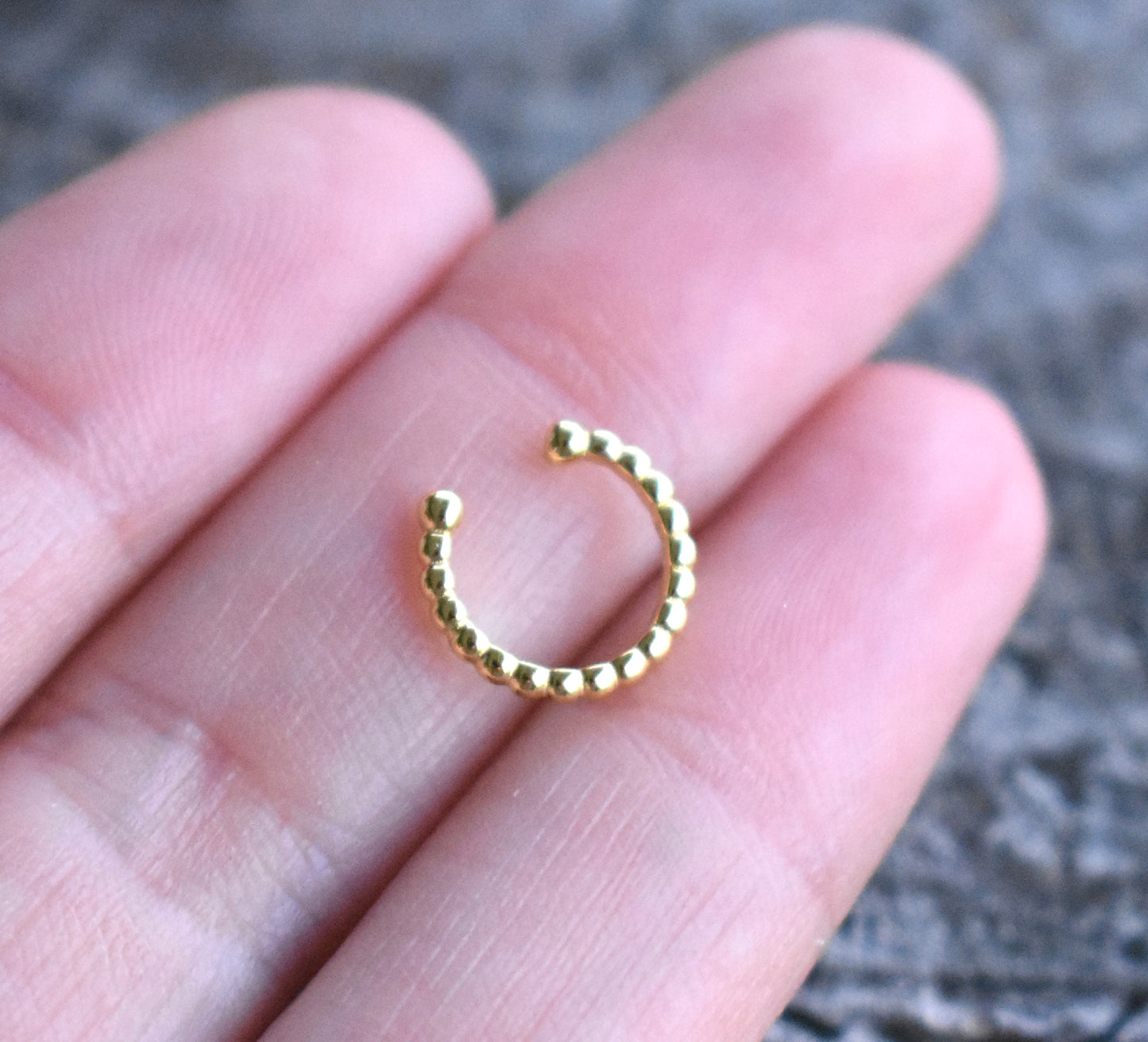 Gold Bead Non Pierce Ear Cuff-18k