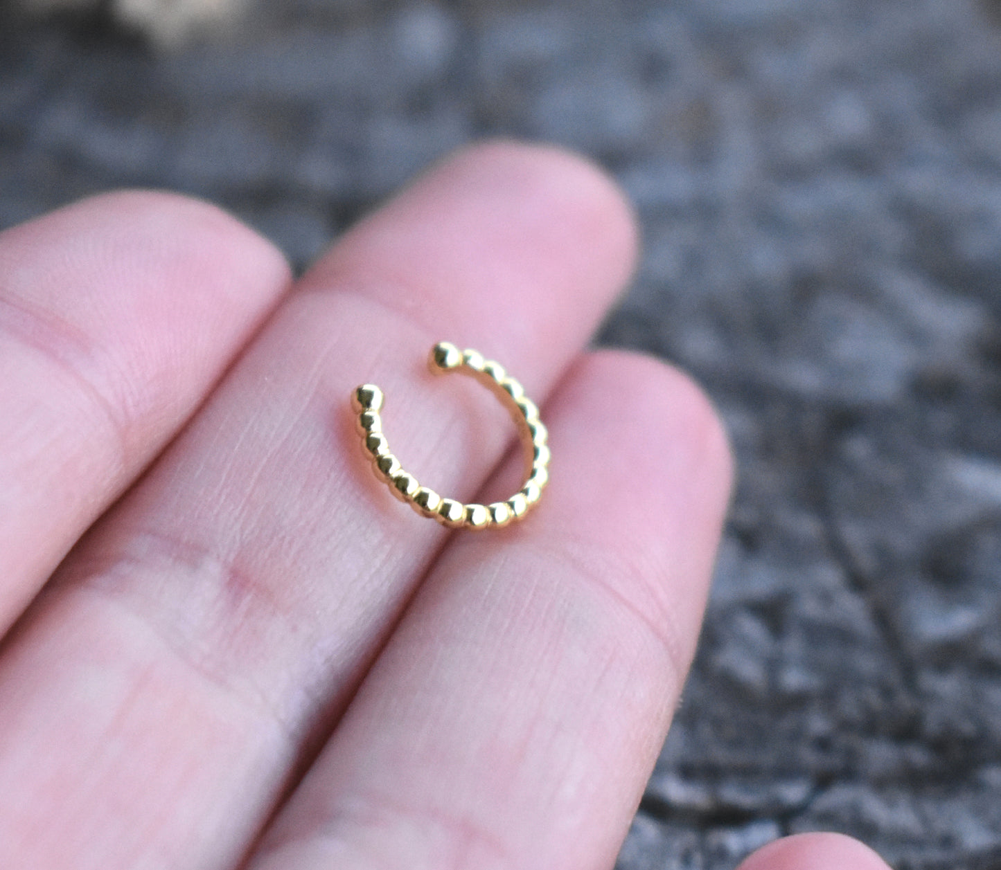Gold Bead Non Pierce Ear Cuff-18k