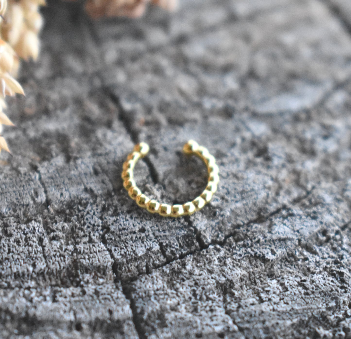 Gold Bead Non Pierce Ear Cuff-18k