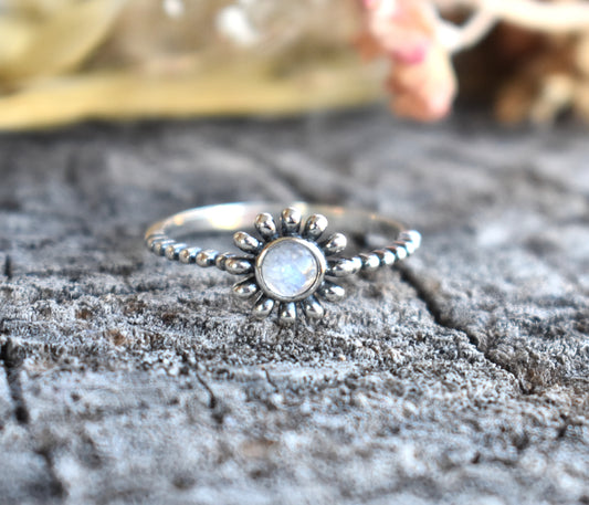 Daisy Moonstone Ring-Sterling Silver