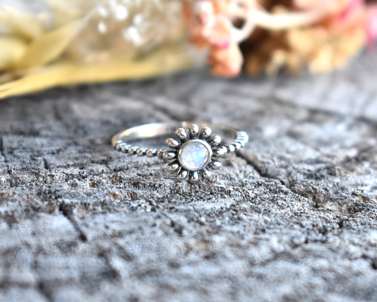 Daisy Moonstone Ring-Sterling Silver