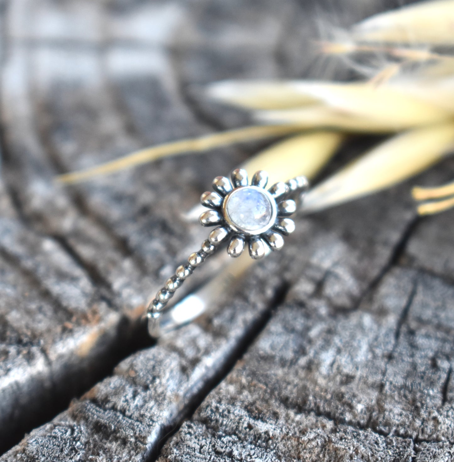 Daisy Moonstone Ring-Sterling Silver