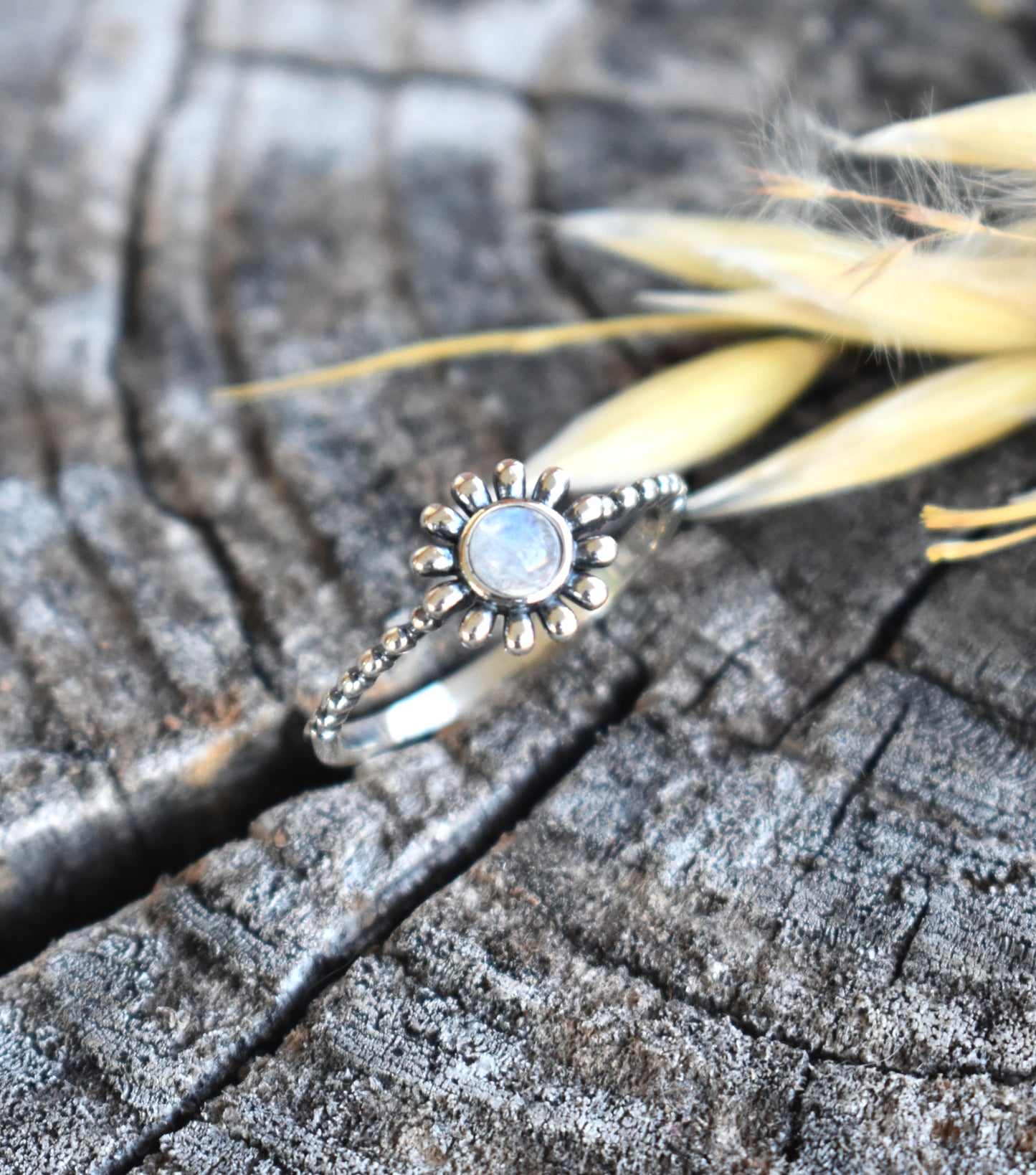 Daisy Moonstone Ring-Sterling Silver