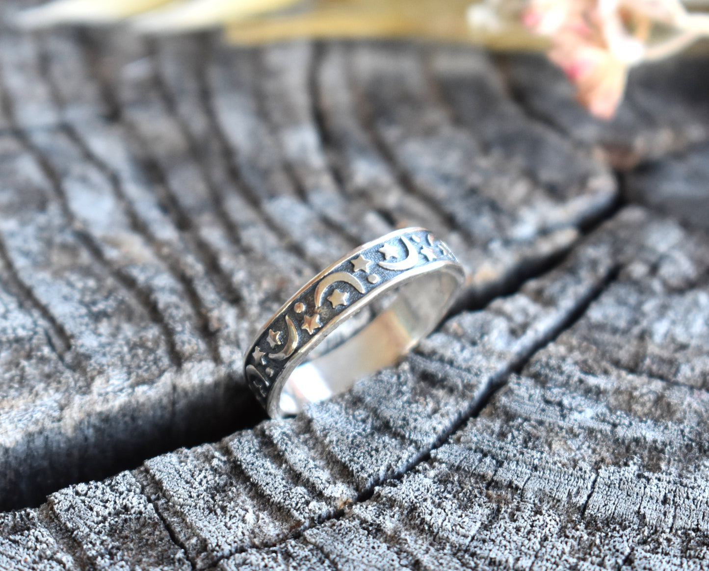 Moon & Stars Ring-Sterling Silver