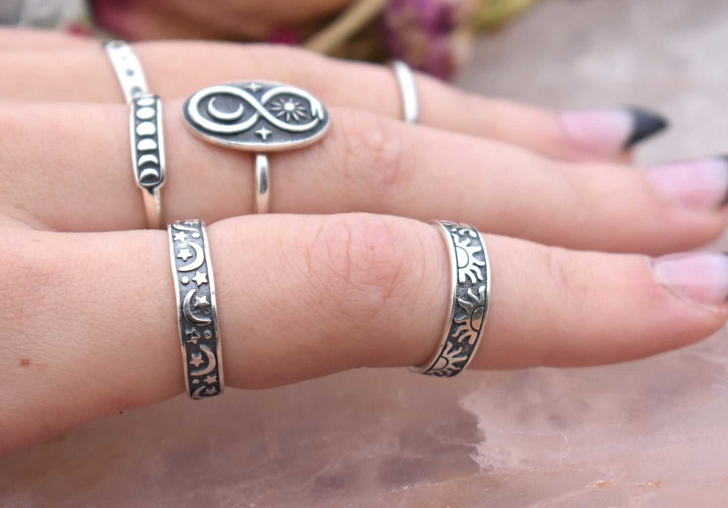 Moon & Stars Ring-Sterling Silver