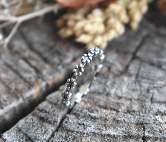 Dotted Flower Ring Band-Sterling Silver
