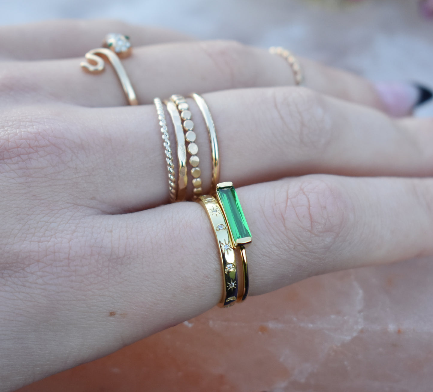 Gold Moon and Star Ring-18k Gold Vermeil