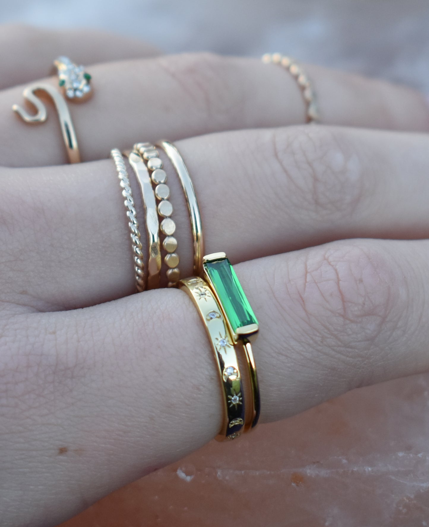 Gold Moon and Star Ring-18k Gold Vermeil