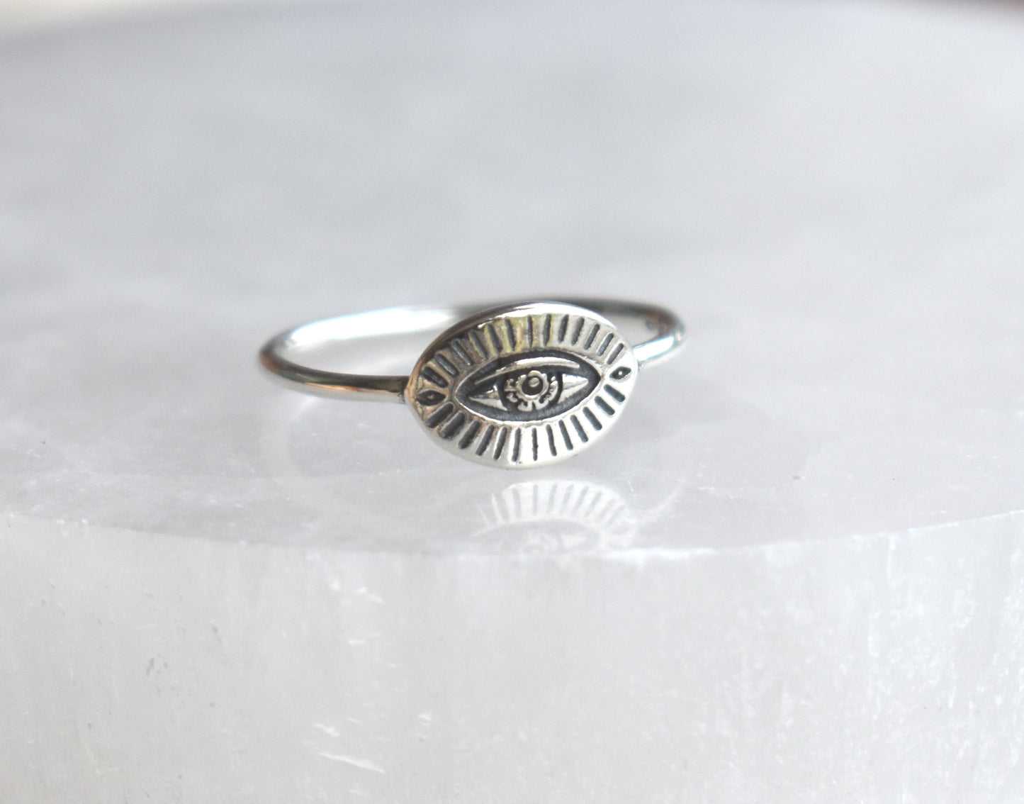 Hand Stamped Evil Eye Ring-Sterling Silver