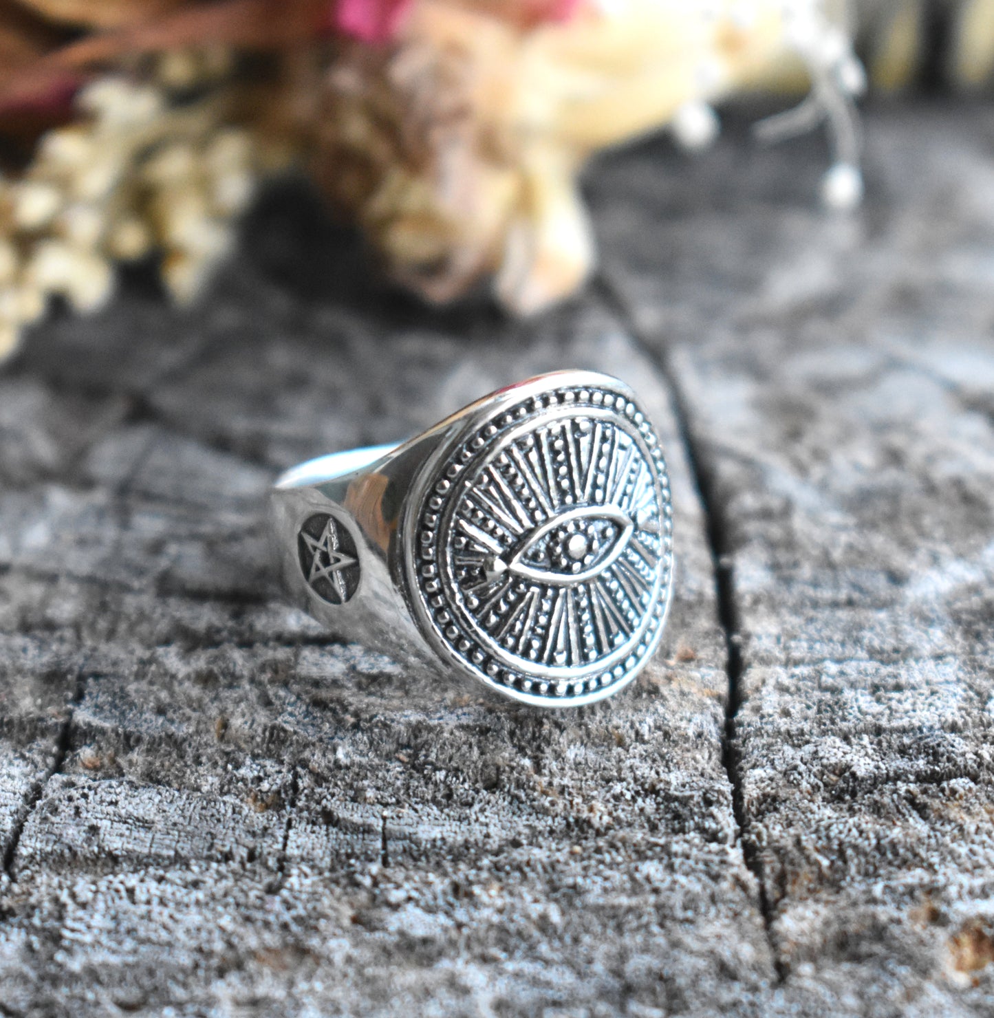 Wide Eye Signet Ring-Sterling Silver