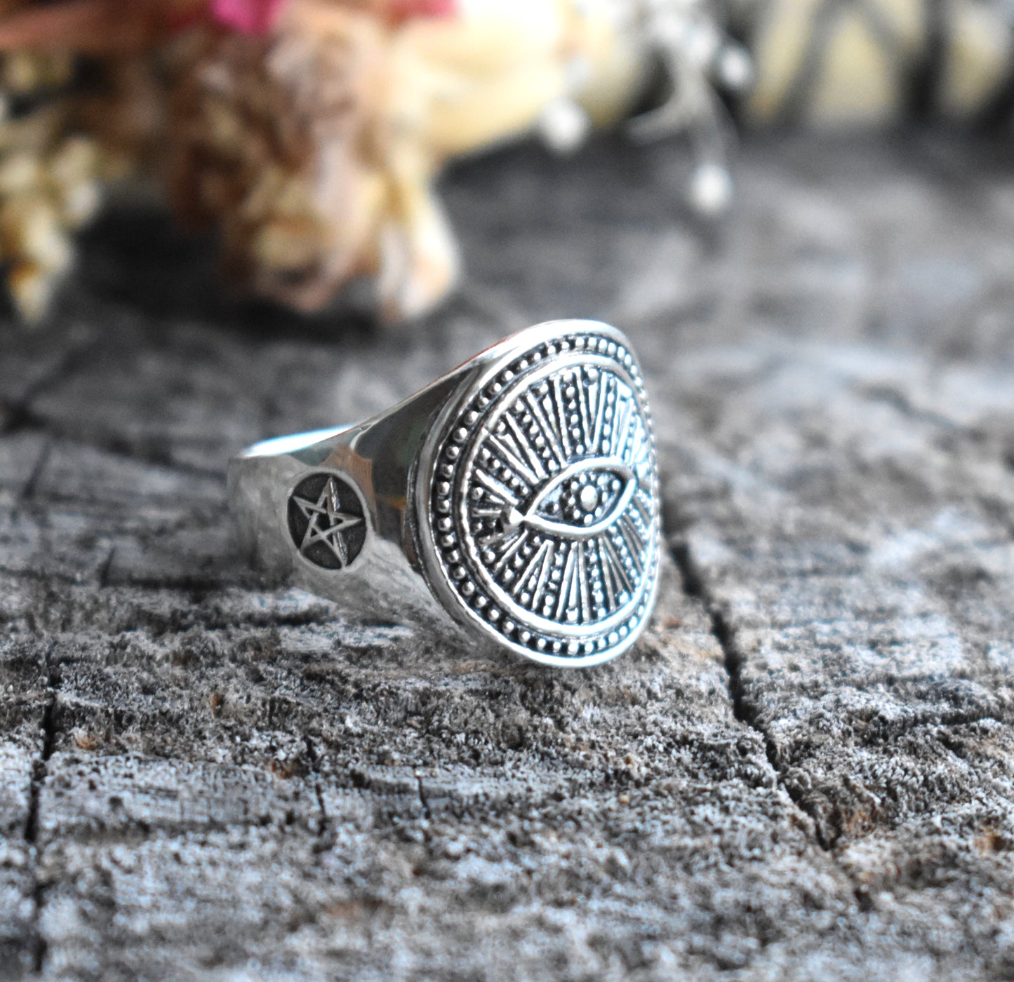 Wide Eye Signet Ring-Sterling Silver