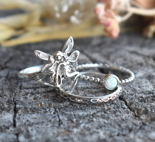 Fairy & Opal Ring Stack Set