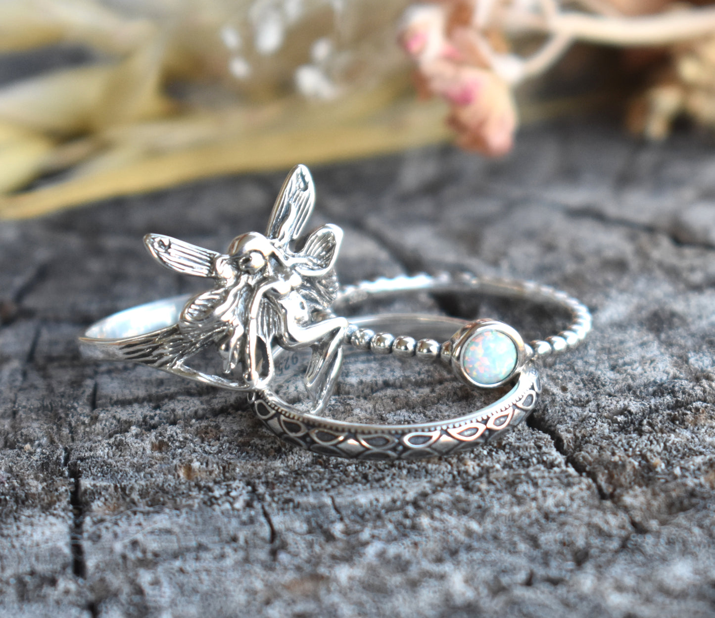 Fairy & Opal Ring Stack Set