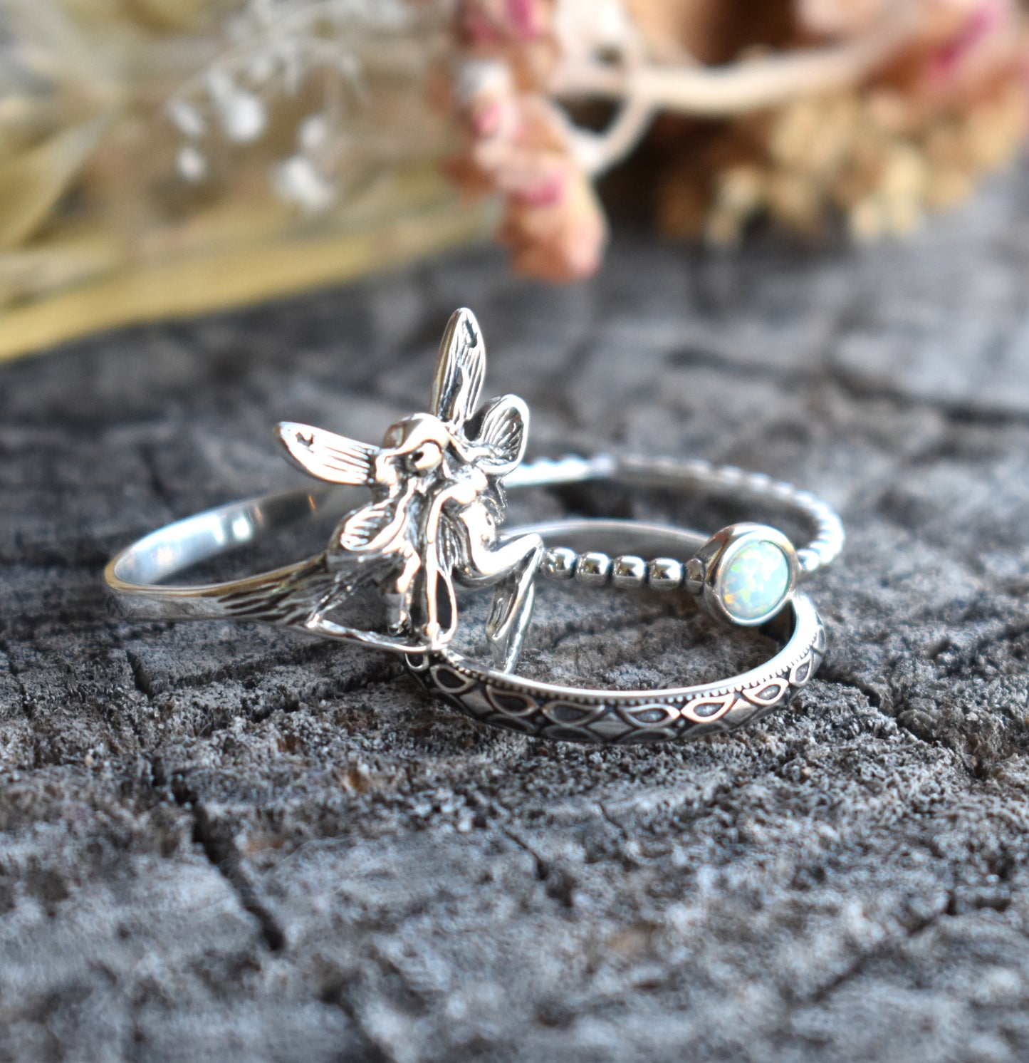Fairy & Opal Ring Stack Set