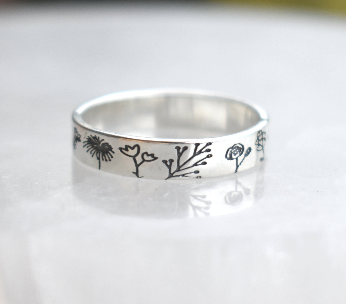 Birth Flower Eternity Ring-Sterling Silver
