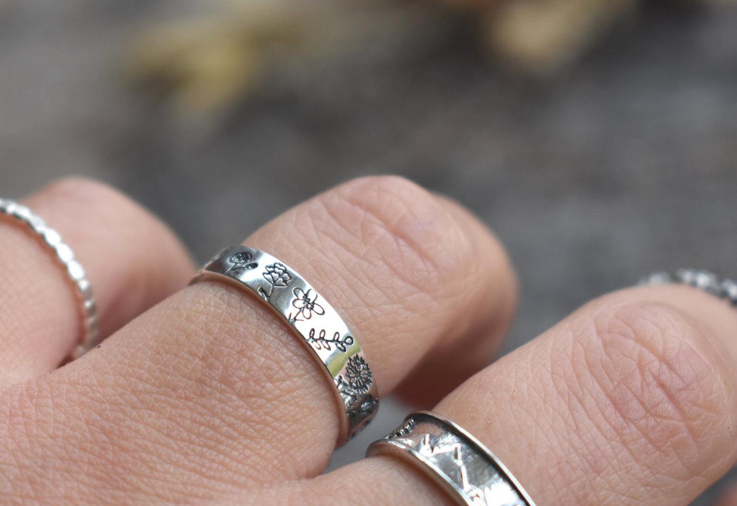 Birth Flower Eternity Ring-Sterling Silver
