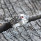 Garnet & Roses Evil Eye Ring-Sterling Silver