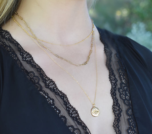 Gold Evil Eye Protection Necklace-Greek Mythology-14k Gold Fill