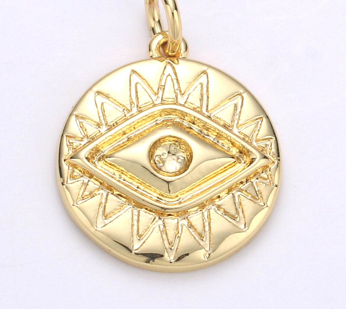 Gold Evil Eye Protection Necklace-Greek Mythology-14k Gold Fill