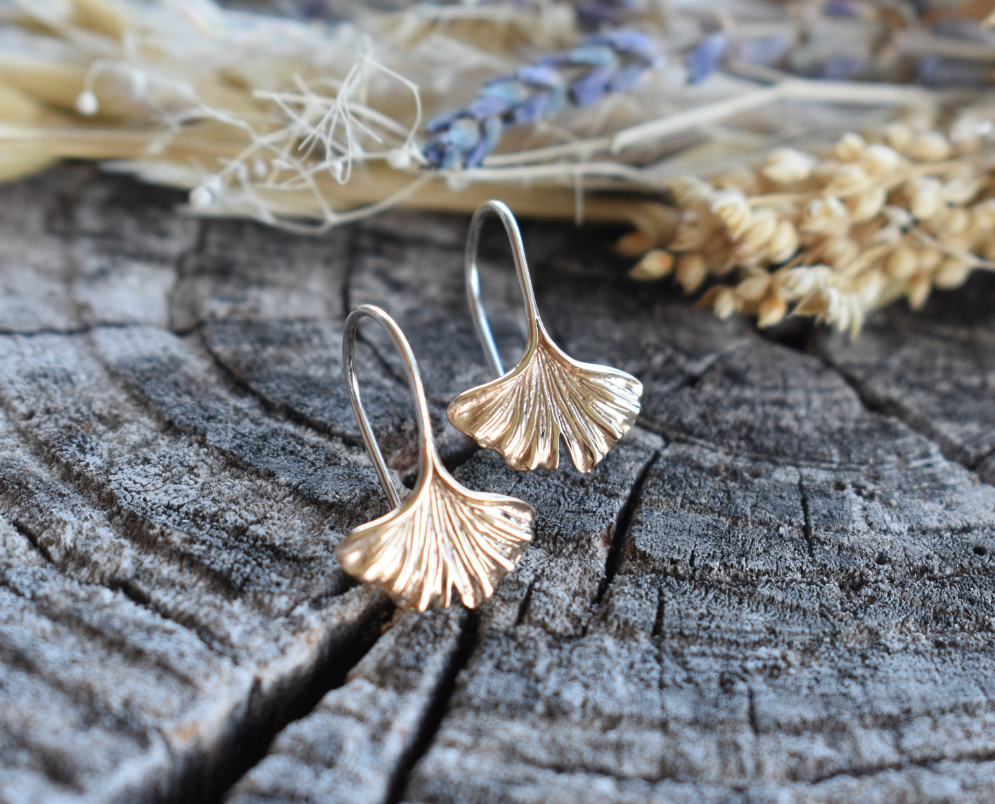 Gold Gingko Leaf Earrings