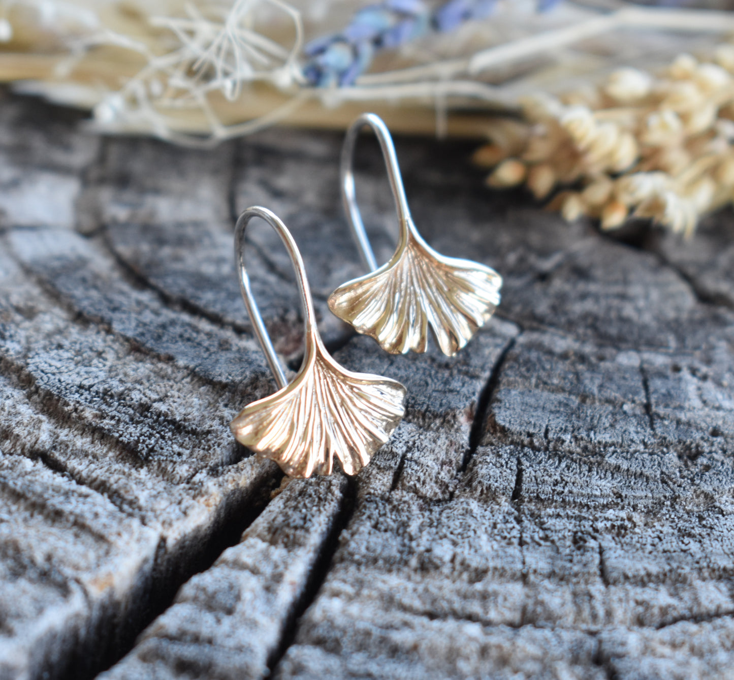 Gold Gingko Leaf Earrings