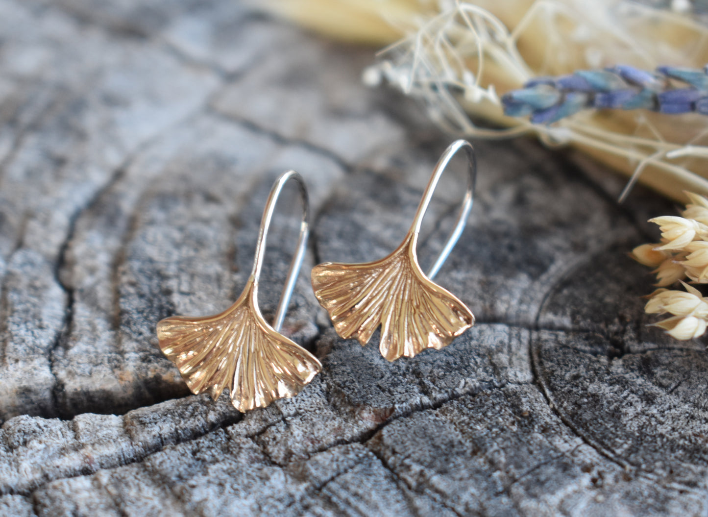 Gold Gingko Leaf Earrings
