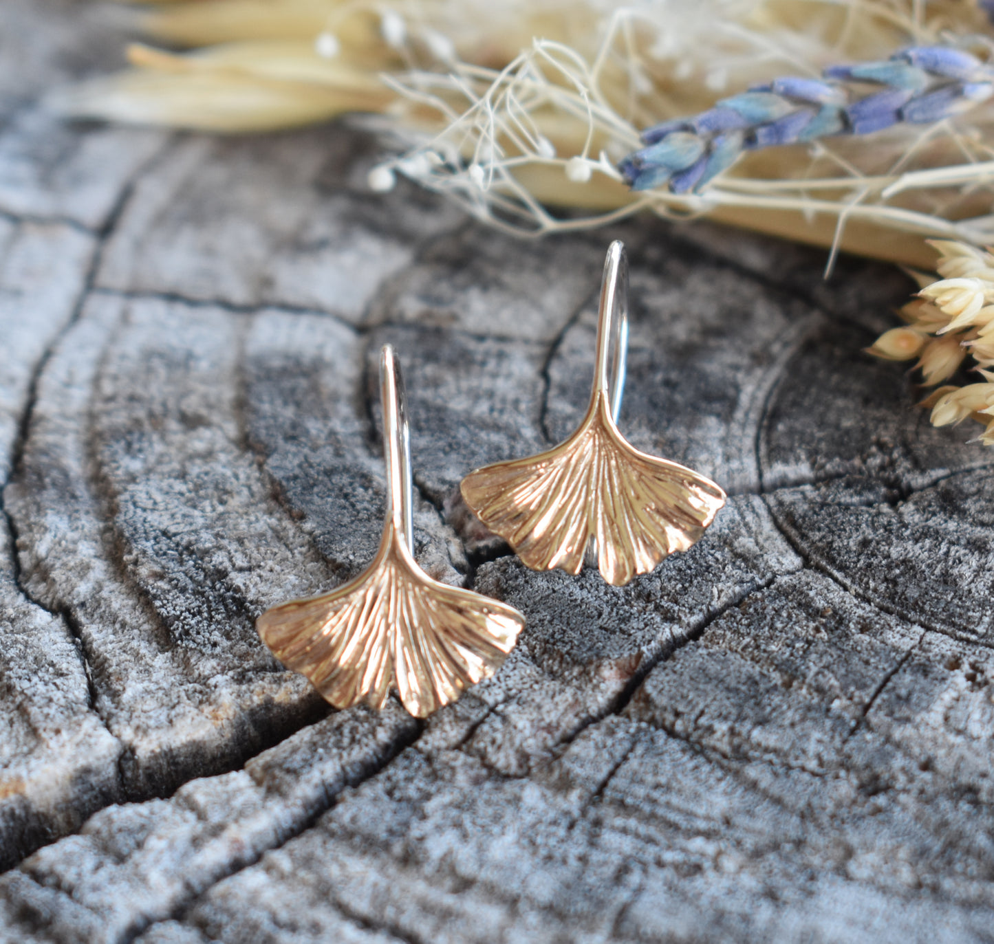 Gold Gingko Leaf Earrings