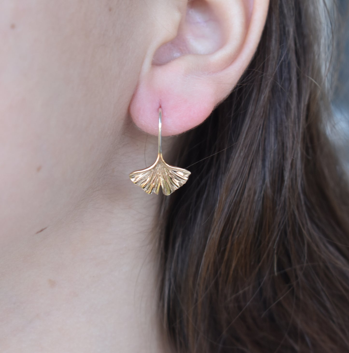 Gold Gingko Leaf Earrings