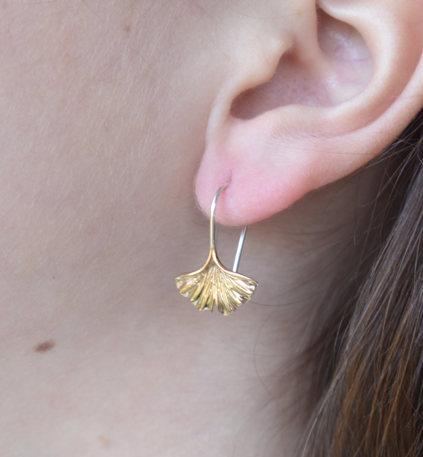 Gold Gingko Leaf Earrings