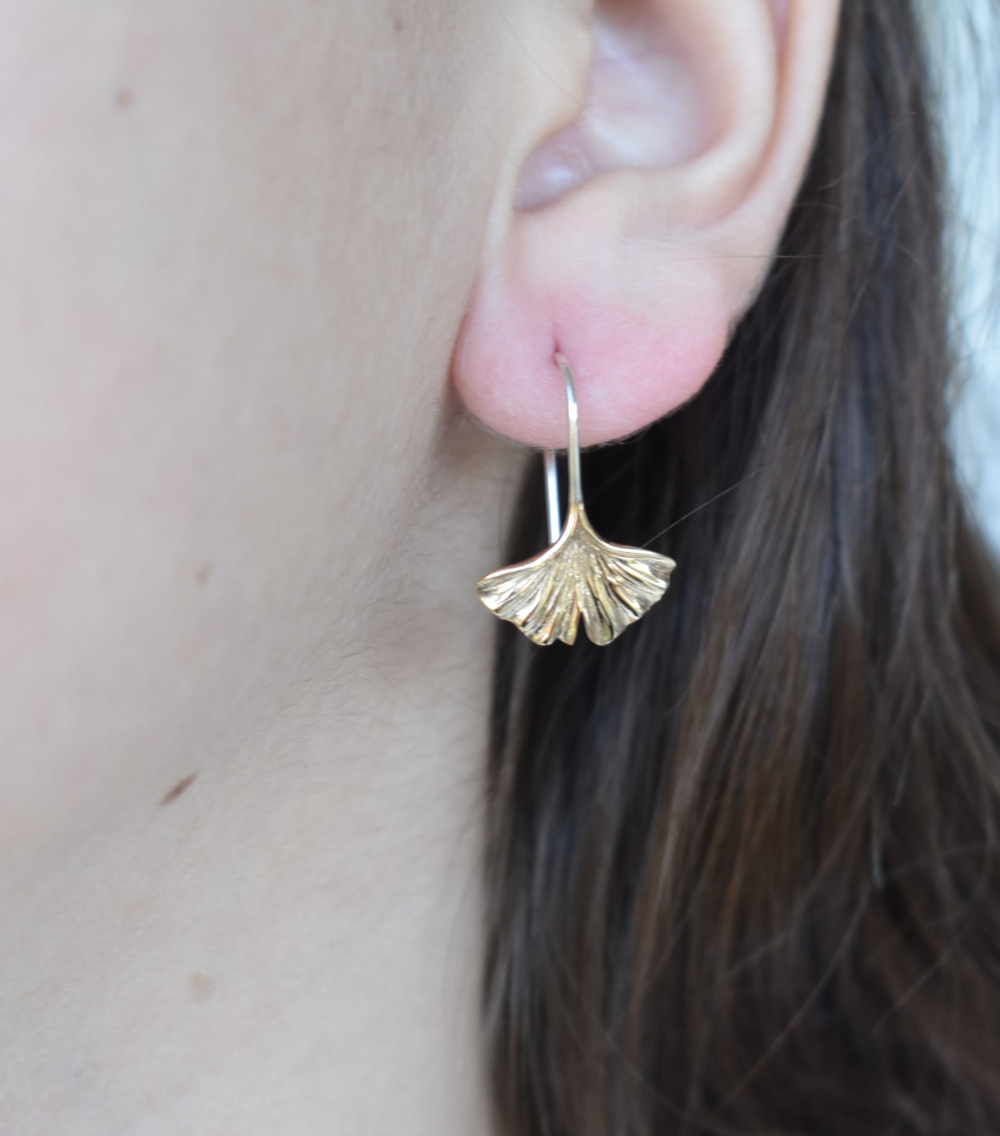 Gold Gingko Leaf Earrings