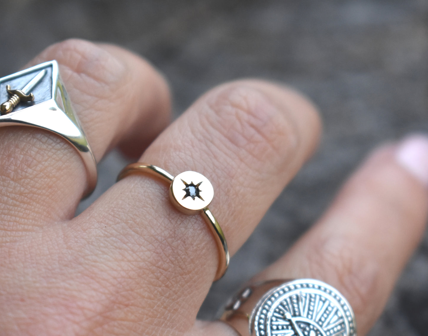 Gold North Star Ring