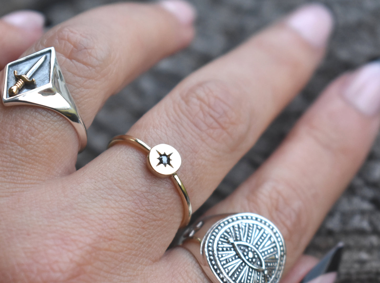 Gold North Star Ring