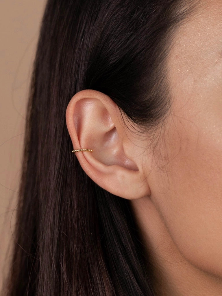 Gold Bead Non Pierce Ear Cuff-18k