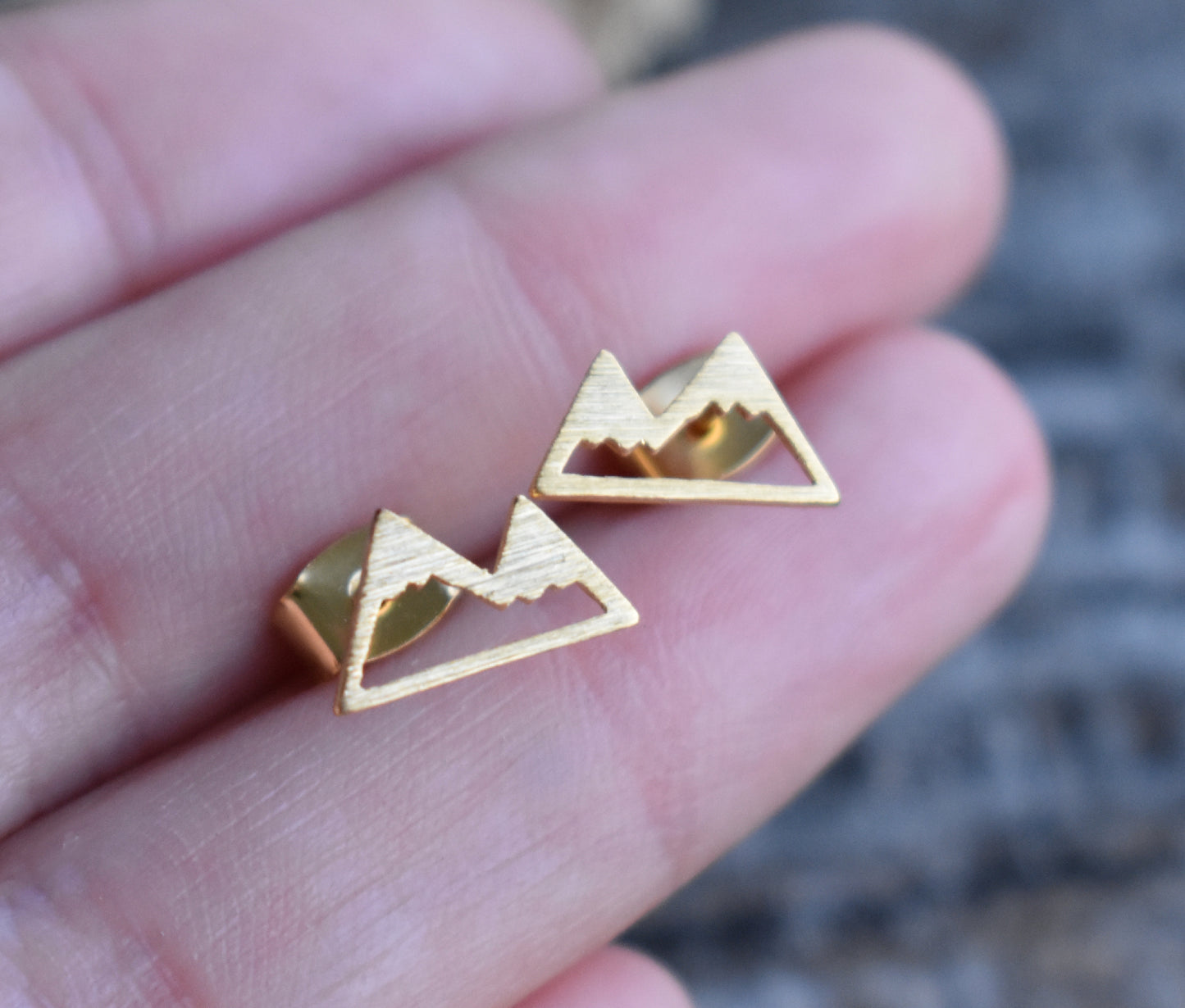 Gold Mountain Stud Earrings-18k