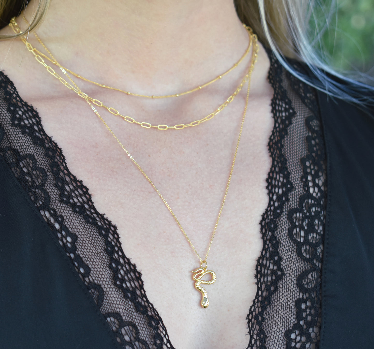 Gold Snake Rebirth Necklace-Snake Talisman-14k Gold Fill