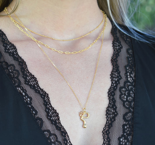 Gold Snake Rebirth Necklace-Snake Talisman-14k Gold Fill