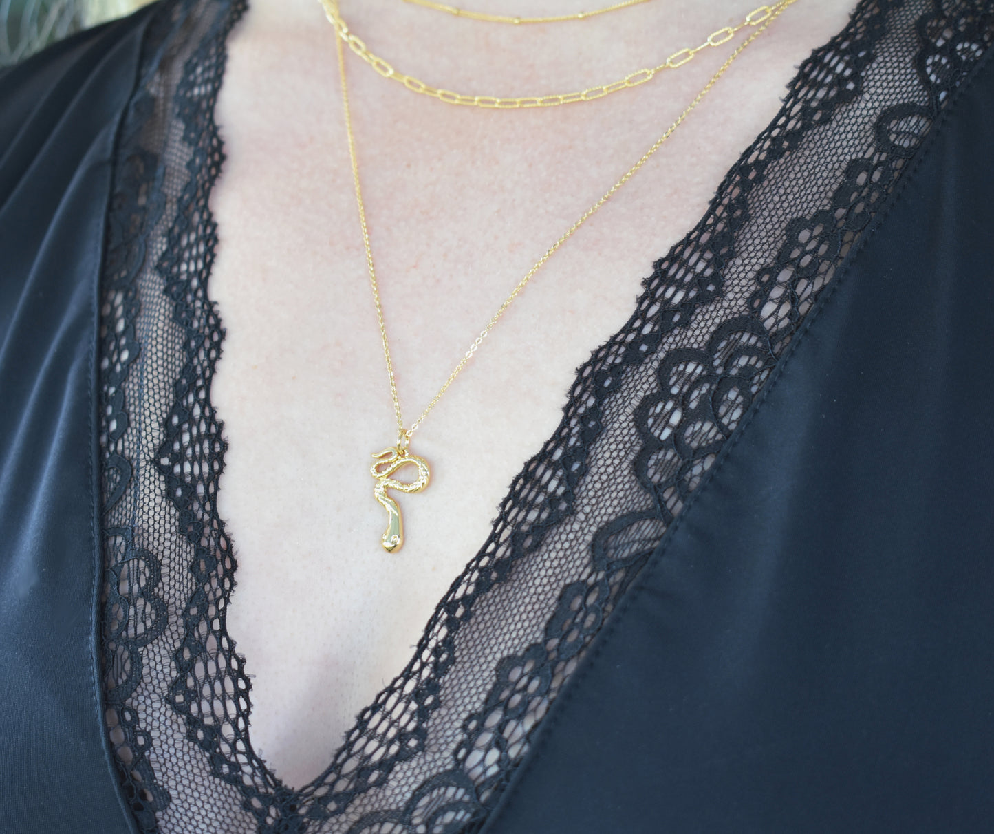 Gold Snake Rebirth Necklace-Snake Talisman-14k Gold Fill