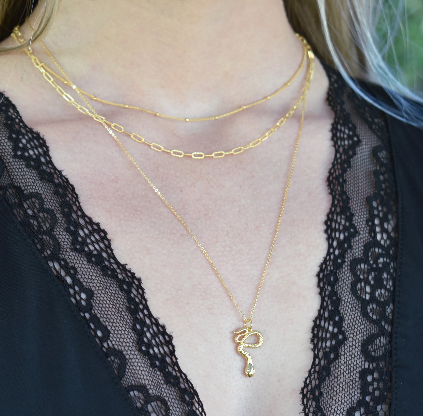 Gold Snake Rebirth Necklace-Snake Talisman-14k Gold Fill