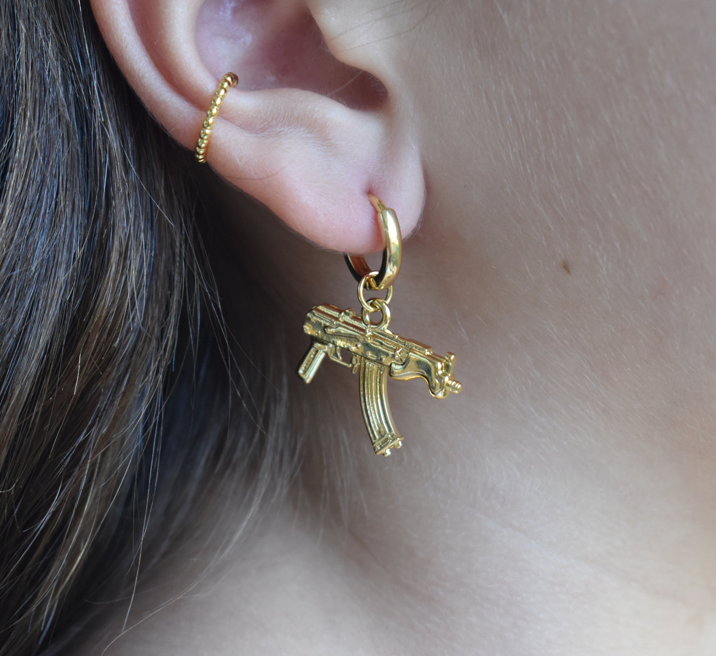Gold Gun AR-15 Style Earrings-14k