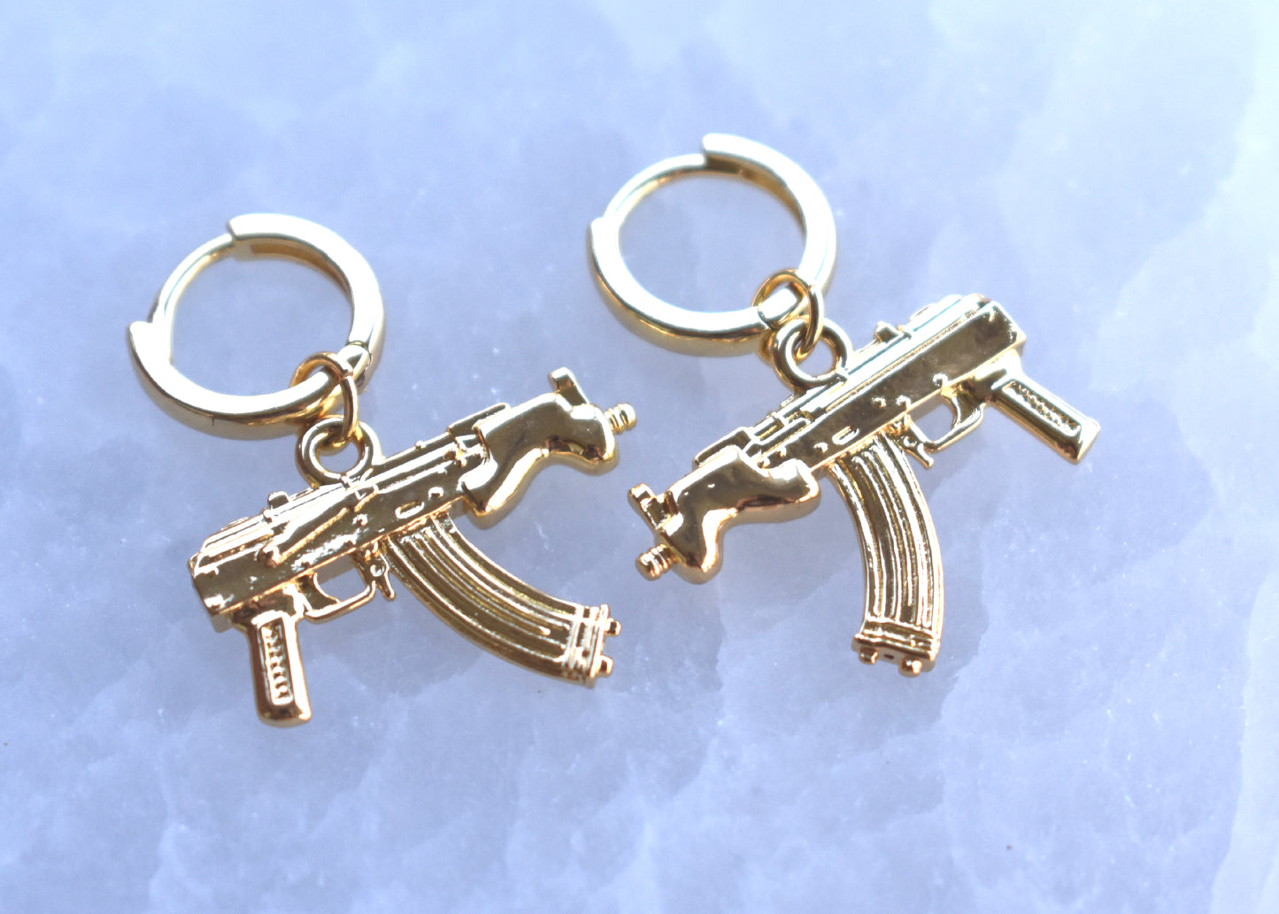Gold Gun AR-15 Style Earrings-14k