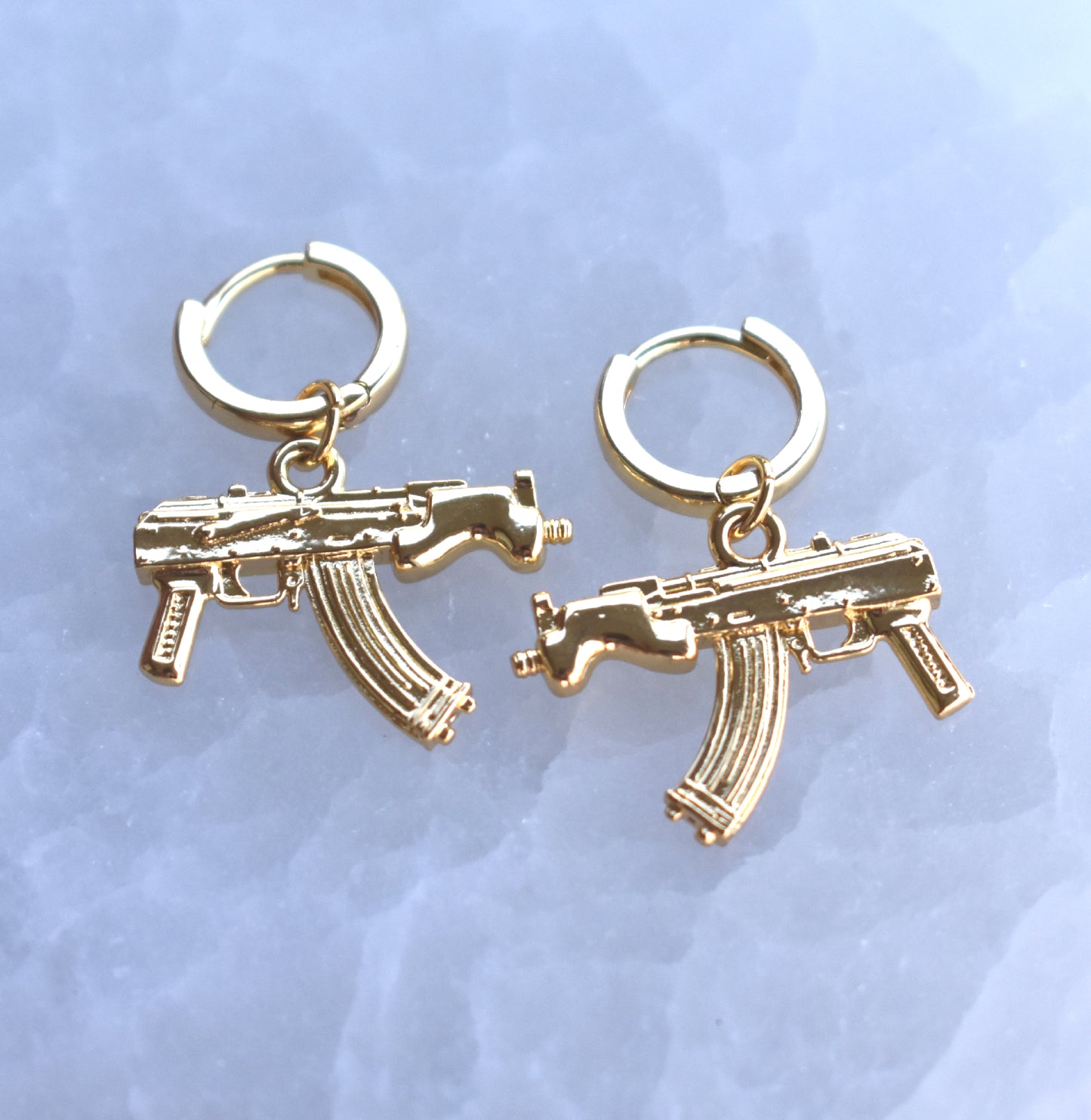 Gold Gun AR-15 Style Earrings-14k