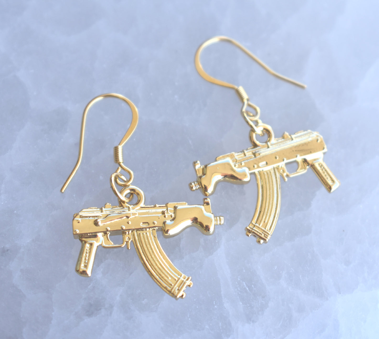 Gold Gun AR-15 Style Earrings-14k