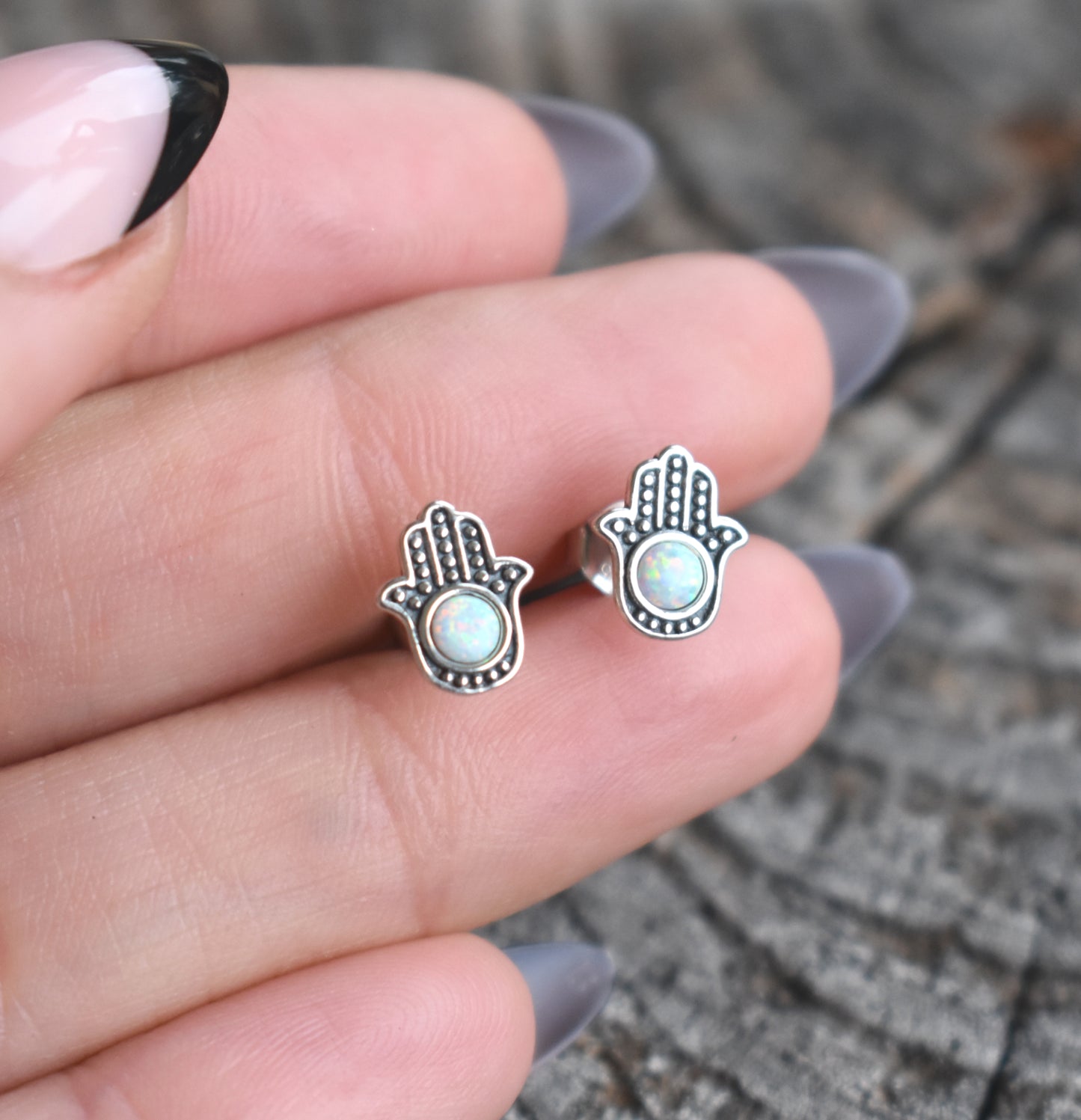 Hamsa Hand Protection Studs-Sterling Silver