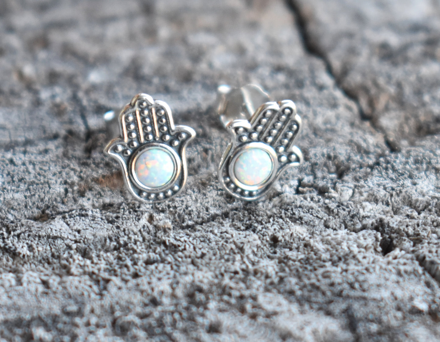 Hamsa Hand Protection Studs-Sterling Silver
